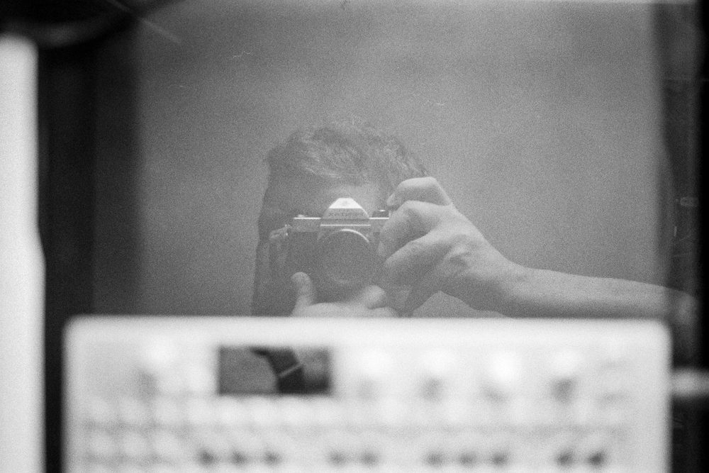 Film self-portrait in the studio